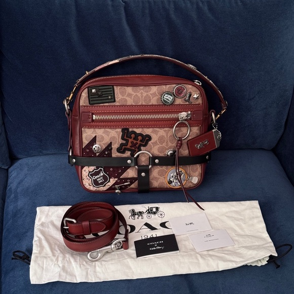 Coach X KEITH HARING DYLAN IN‎ SIGNATURE CANVAS IN ANTIQUE NICKEL Crossbody/Bag - Picture 1 of 10